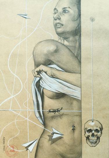 Print of Realism Nude Drawings by Hongtao Huang