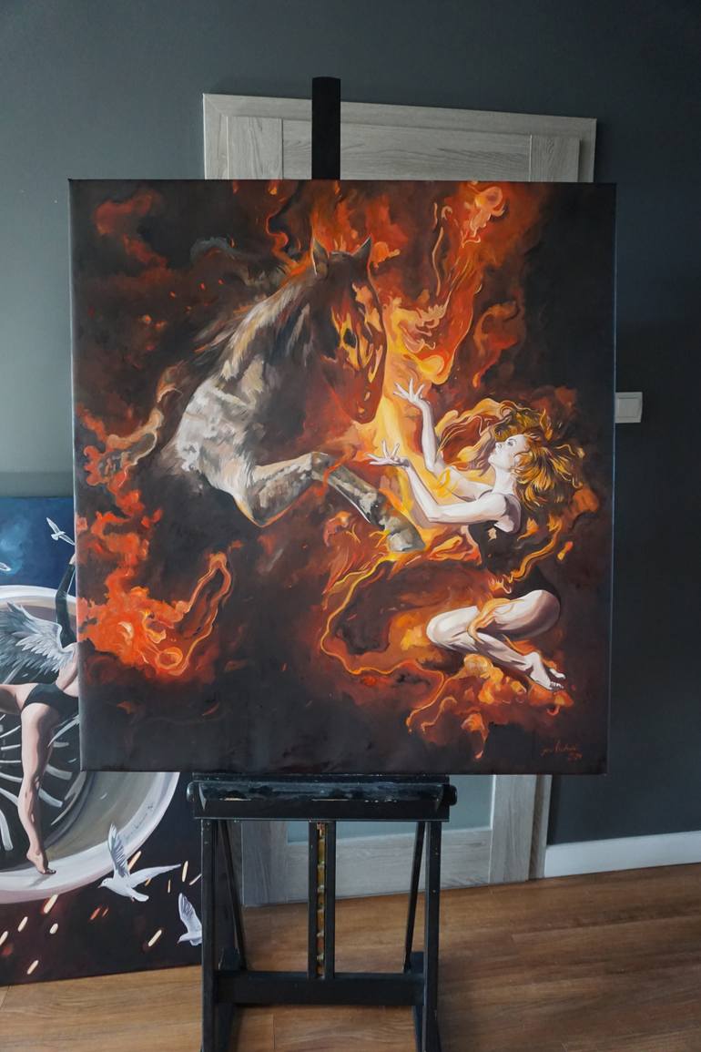 Original Surrealism People Painting by Janusz Orzechowski