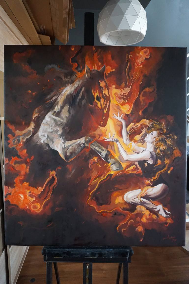 Original Surrealism People Painting by Janusz Orzechowski