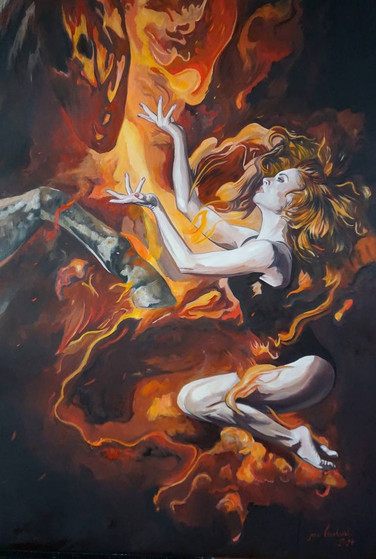 Original Surrealism People Painting by Janusz Orzechowski