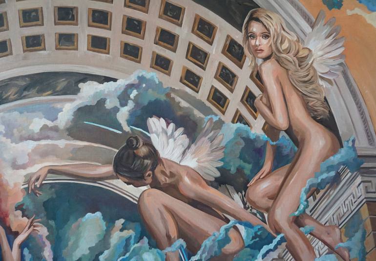 Original Surrealism People Painting by Janusz Orzechowski