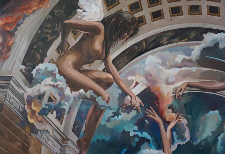 Original Surrealism People Painting by Janusz Orzechowski