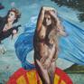 Painting inspired by The Birth of Venus by Sandro Botticelli - Italian Renaissance Art.