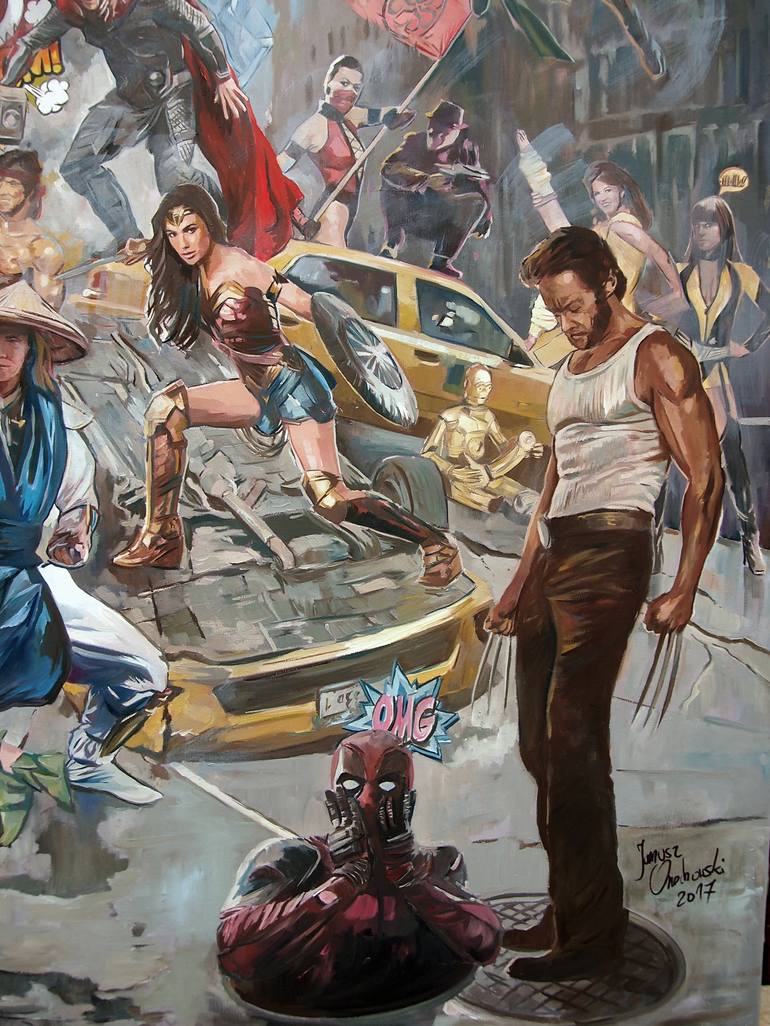 Original Figurative Popular culture Painting by Janusz Orzechowski