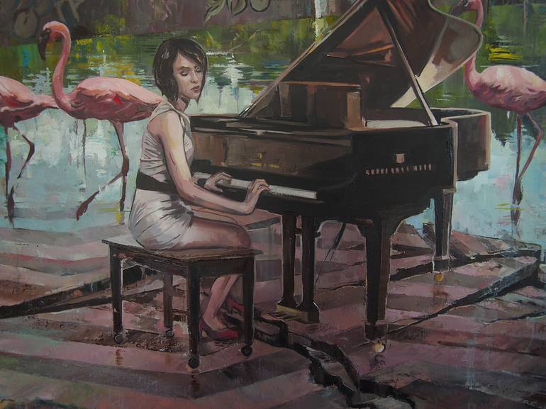 Original Figurative Music Painting by Janusz Orzechowski