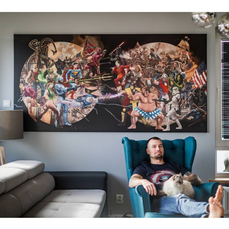 Original Figurative Cartoon Painting by Janusz Orzechowski