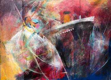 Original Abstract Boat Paintings by Cheryl Johnson