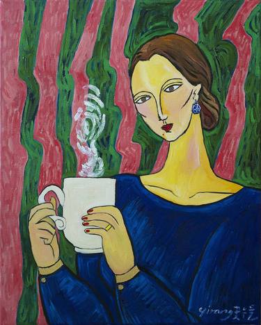 Lady Having A Cup Of Coffee thumb
