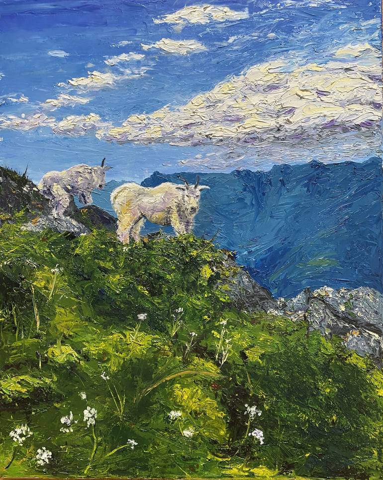 Goats Painting by Virginia Sena Saatchi Art