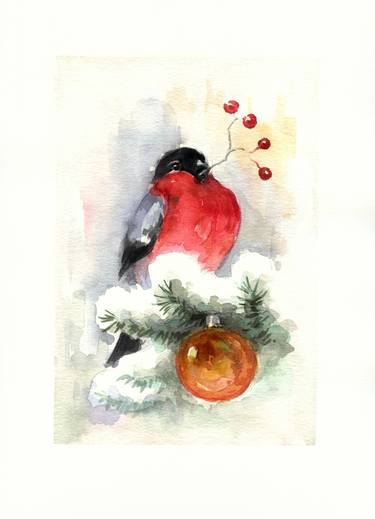 Bullfinch  on a Christmas tree thumb