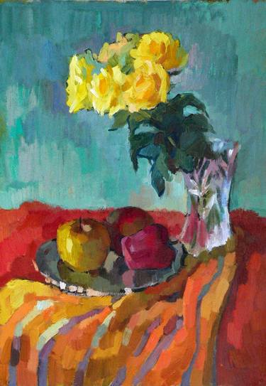 Still life with apples and roses thumb