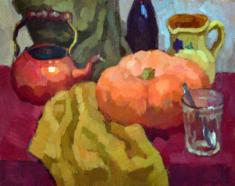 Still life with pumpkin Painting by Vera Bondare | Saatchi Art