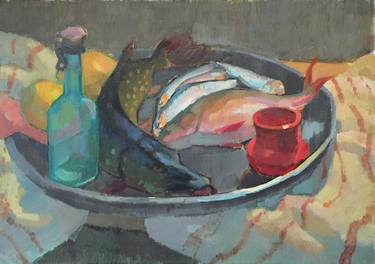 Original Expressionism Fish Paintings by Vera Bondare