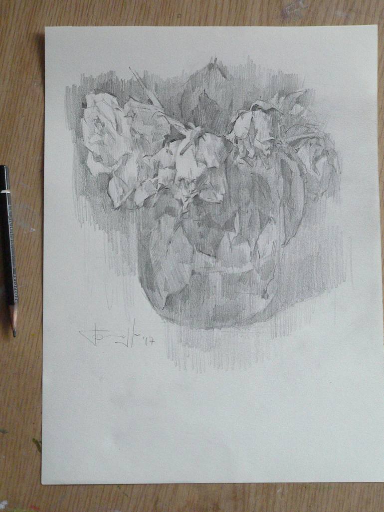 Original Realism Floral Drawing by Vera Bondare