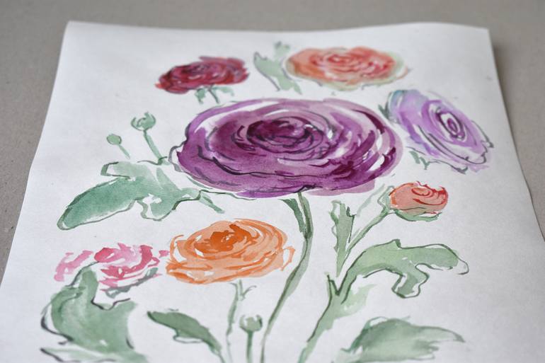 Original Illustration Floral Drawing by Vera Bondare