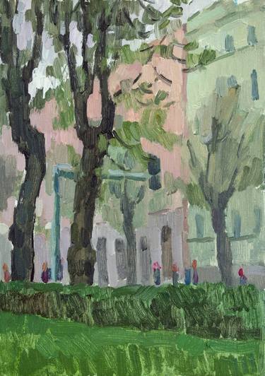 Etude with poplar trees on the boulevard Aspazijas, Riga thumb