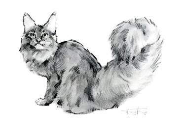 Original Illustration Cats Drawings by Vera Bondare