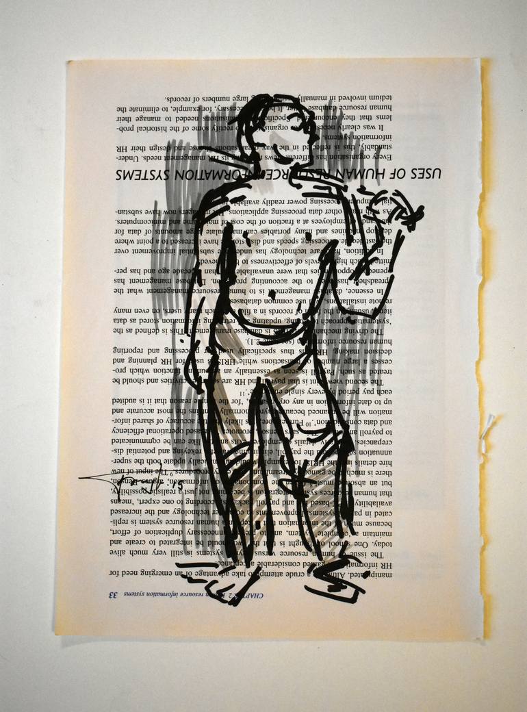 Figure Of A Man Standing With Sword Drawing By Vera Bondare Saatchi Art