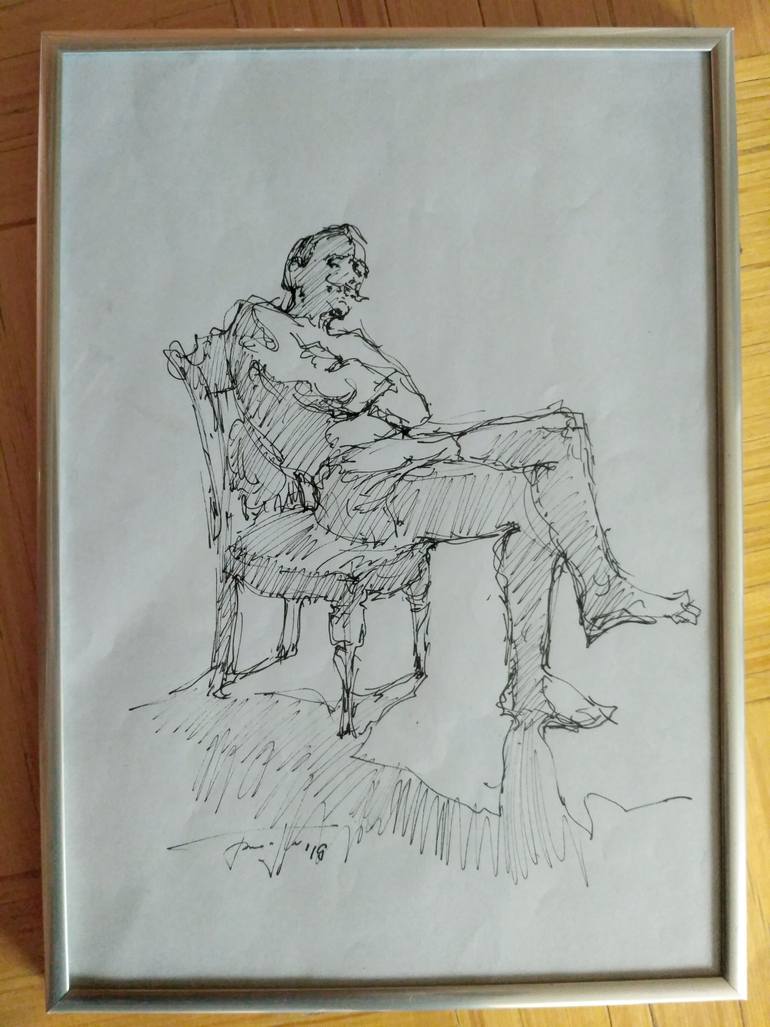 Original Expressionism People Drawing by Vera Bondare