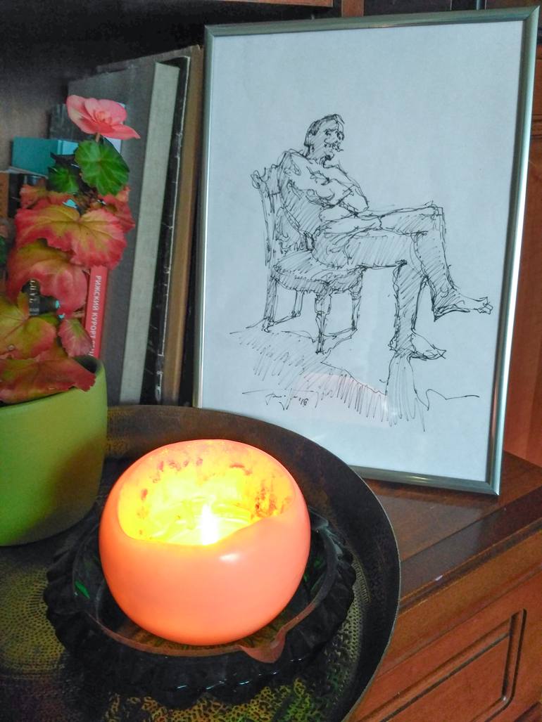 Original Expressionism People Drawing by Vera Bondare