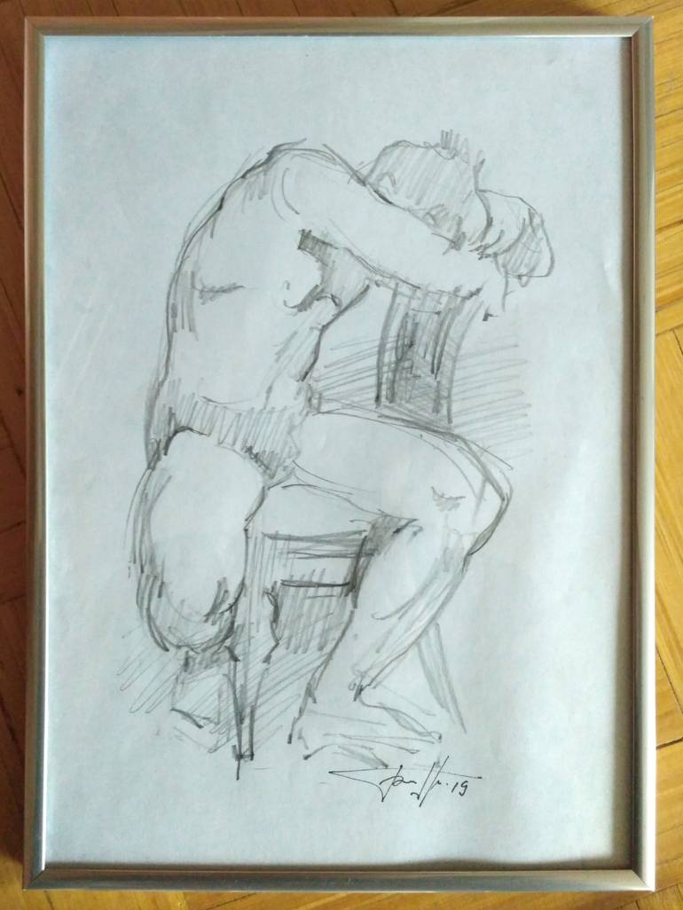 Original Expressionism People Drawing by Vera Bondare