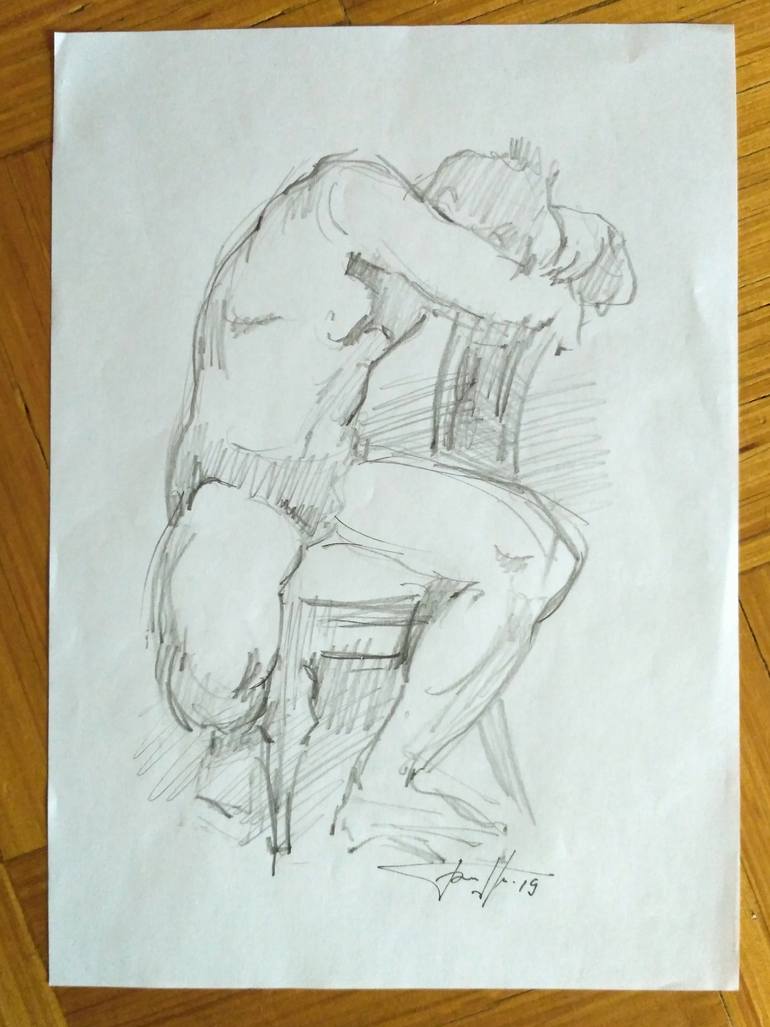 Original Expressionism People Drawing by Vera Bondare