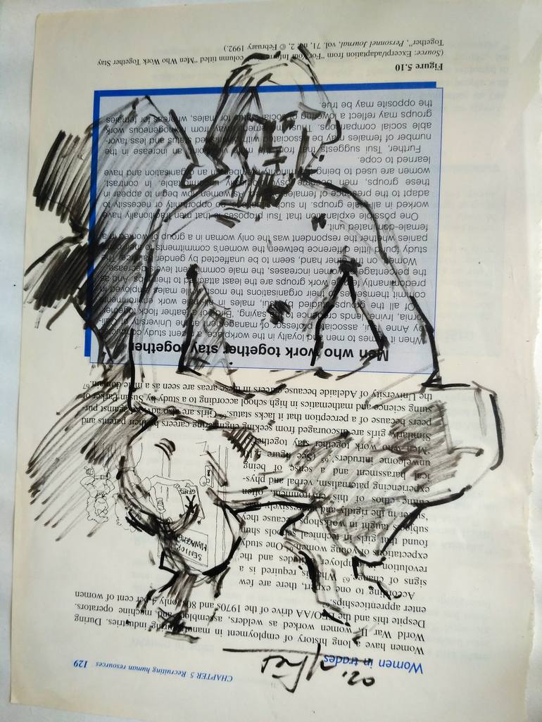 Original Illustration Men Drawing by Vera Bondare