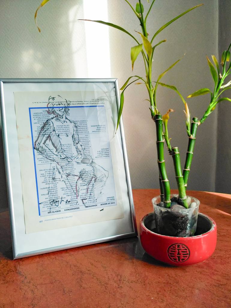 Original Impressionism Men Drawing by Vera Bondare