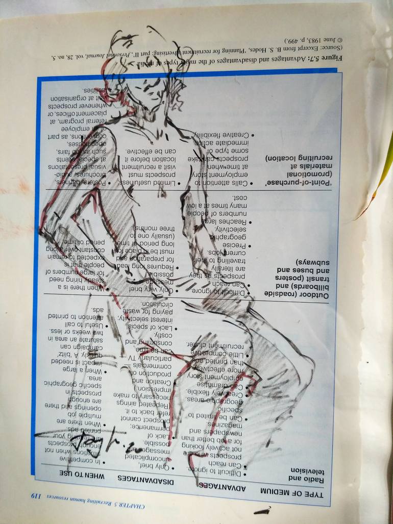 Original Impressionism Men Drawing by Vera Bondare