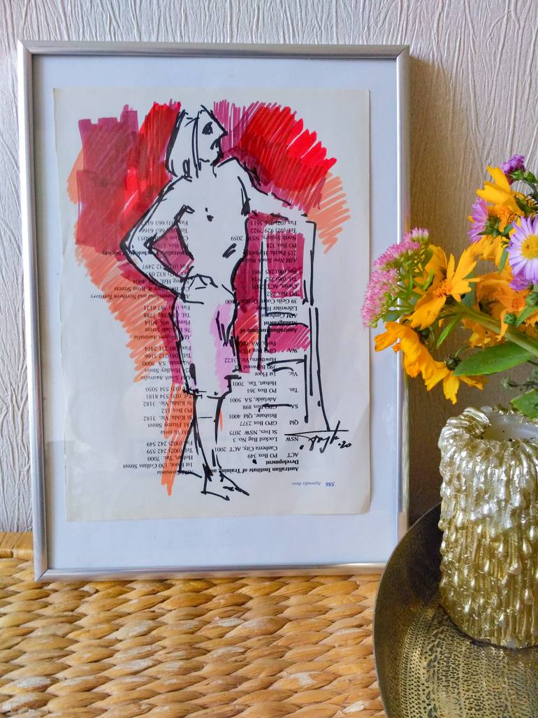 Original Impressionism Men Drawing by Vera Bondare