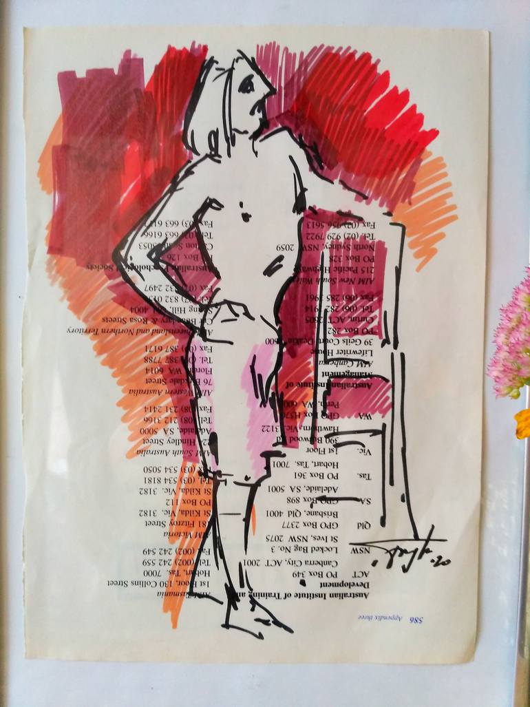 Original Impressionism Men Drawing by Vera Bondare