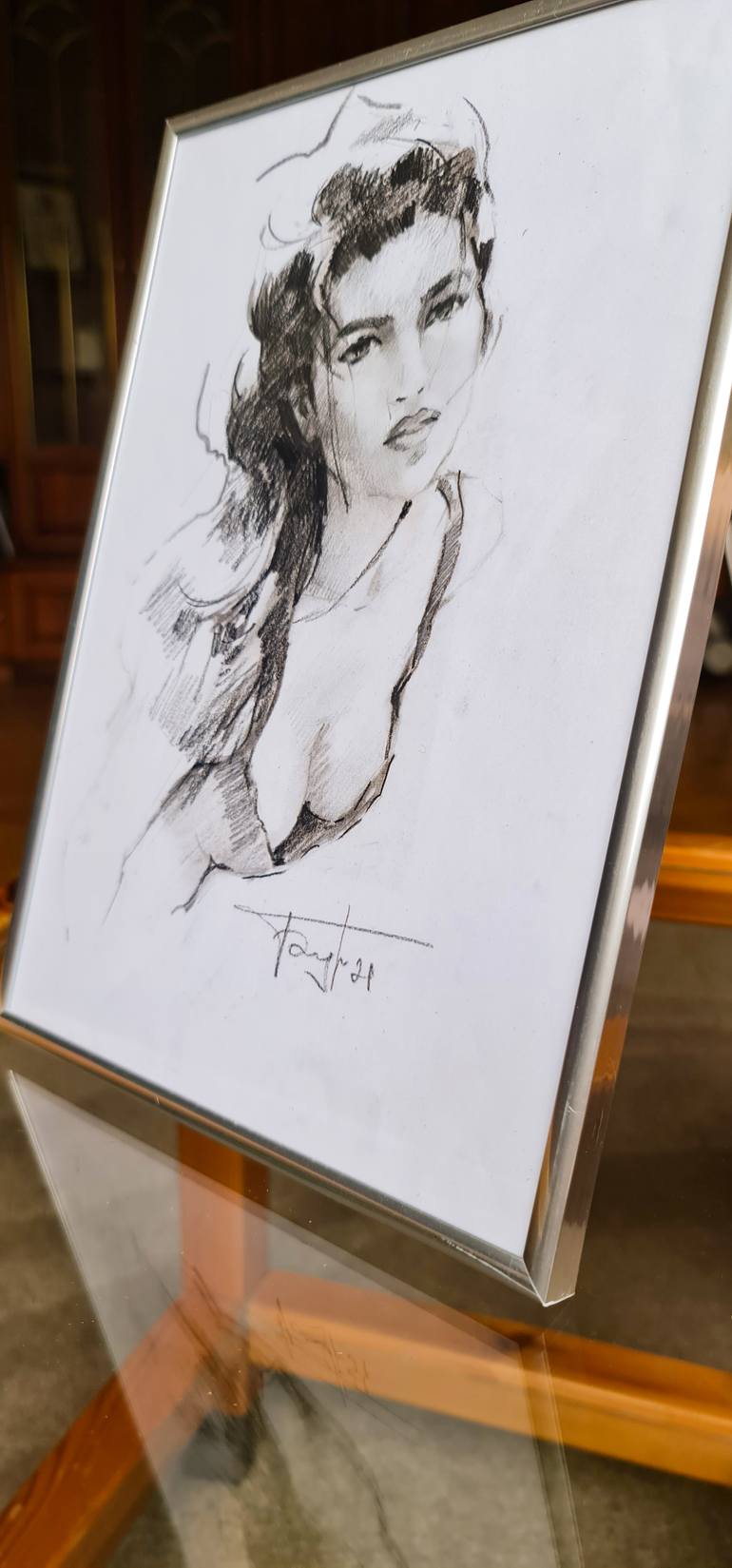 Original Impressionism People Drawing by Vera Bondare