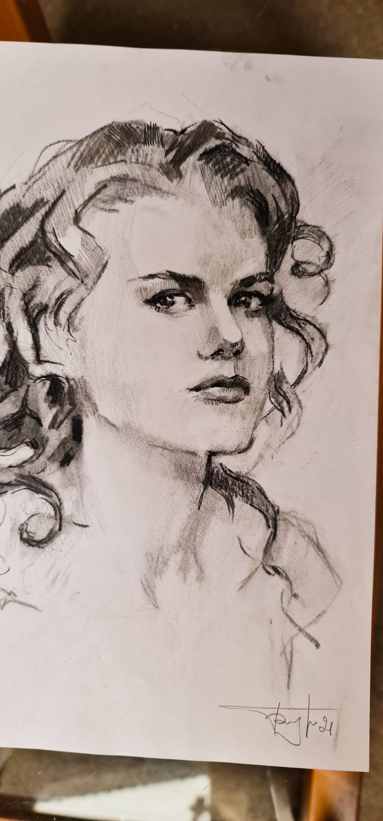 Original Impressionism People Drawing by Vera Bondare