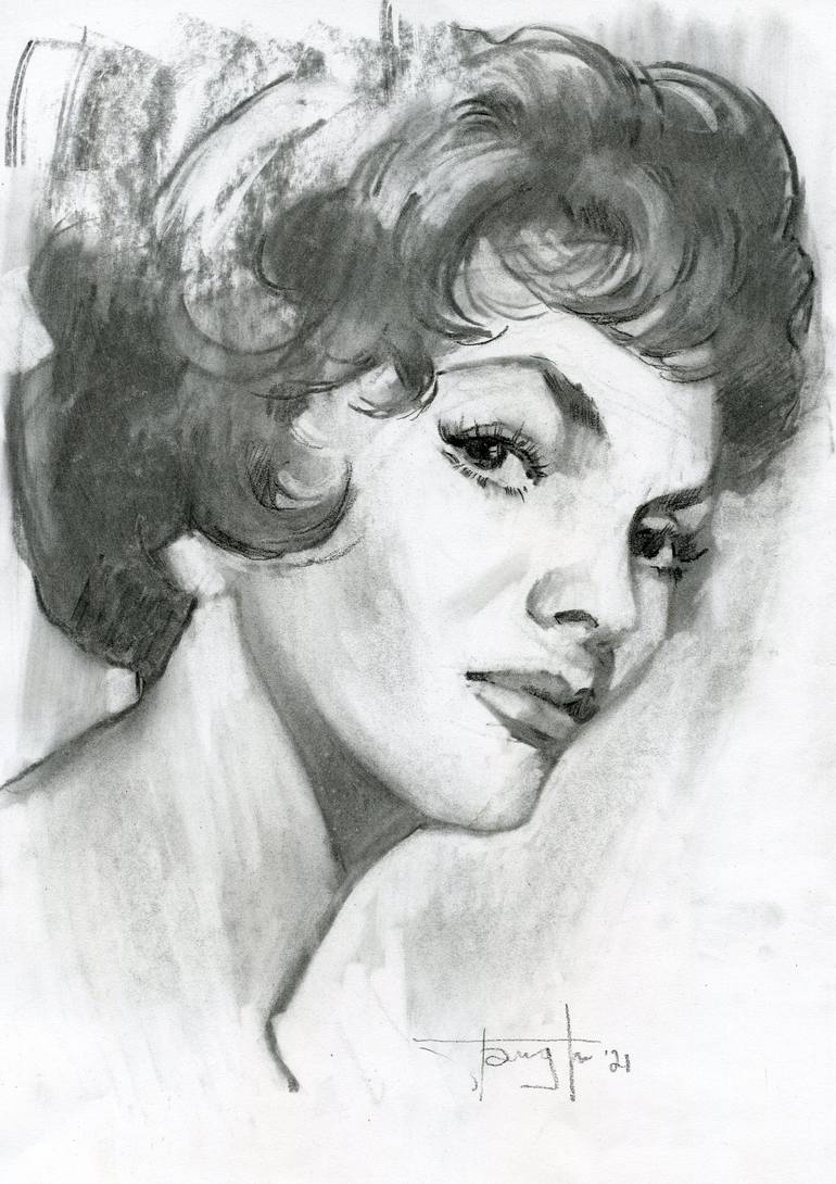 Gina Lollobrigida. Drawing by Vera Bondare | Saatchi Art