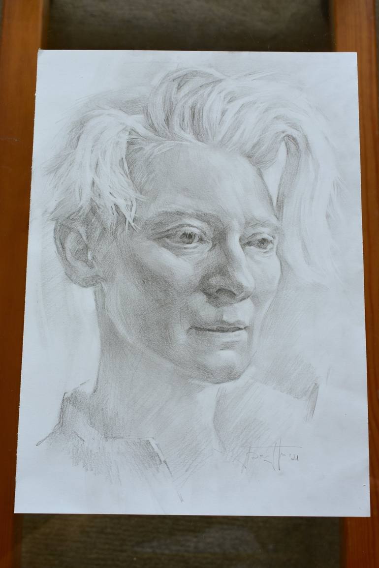 Original Expressionism Portrait Drawing by Vera Bondare