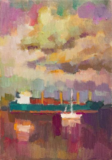Original Expressionism Ship Paintings by Vera Bondare