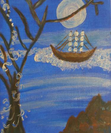 Print of Sailboat Paintings by Tania  Stefania Katzouraki