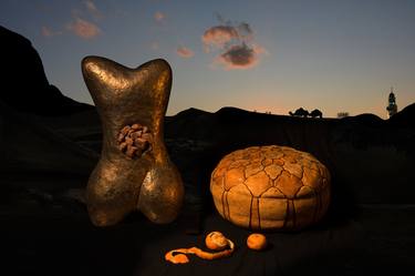 Chairs and Sculpture, Scufafa chair with torso and clementine thumb