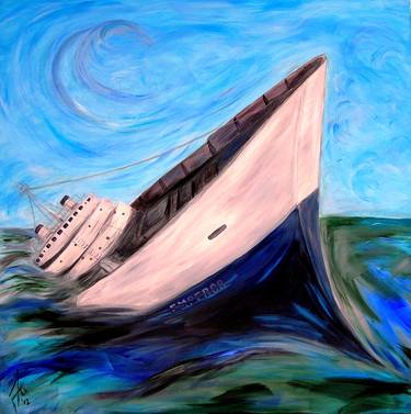 Original Expressionism Boat Paintings by Ioana Jitaru