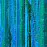 This piece is part of my stripes series. Inspiration for this painting came from a trip to Michigan. So many beautiful trees and blue lakes. My endless search for the perfect blend of blues and greens.