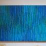 This piece is part of my stripes series. Inspiration for this painting came from a trip to Michigan. So many beautiful trees and blue lakes. My endless search for the perfect blend of blues and greens.
