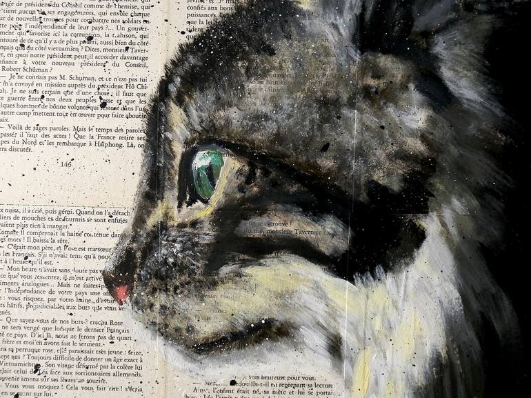 Original Expressionism Cats Painting by Bazévian DelaCapucinière