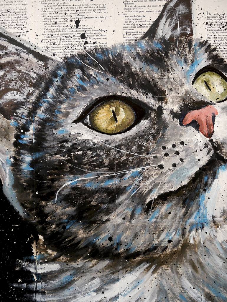 Original Cats Painting by Bazévian DelaCapucinière