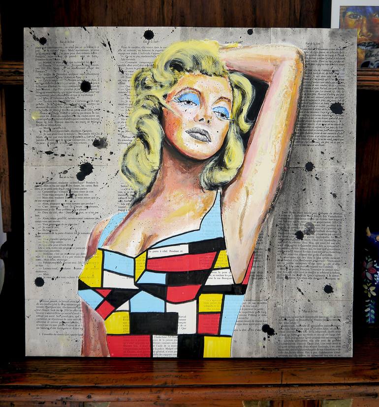 Original Pop Art Portrait Painting by Bazévian DelaCapucinière