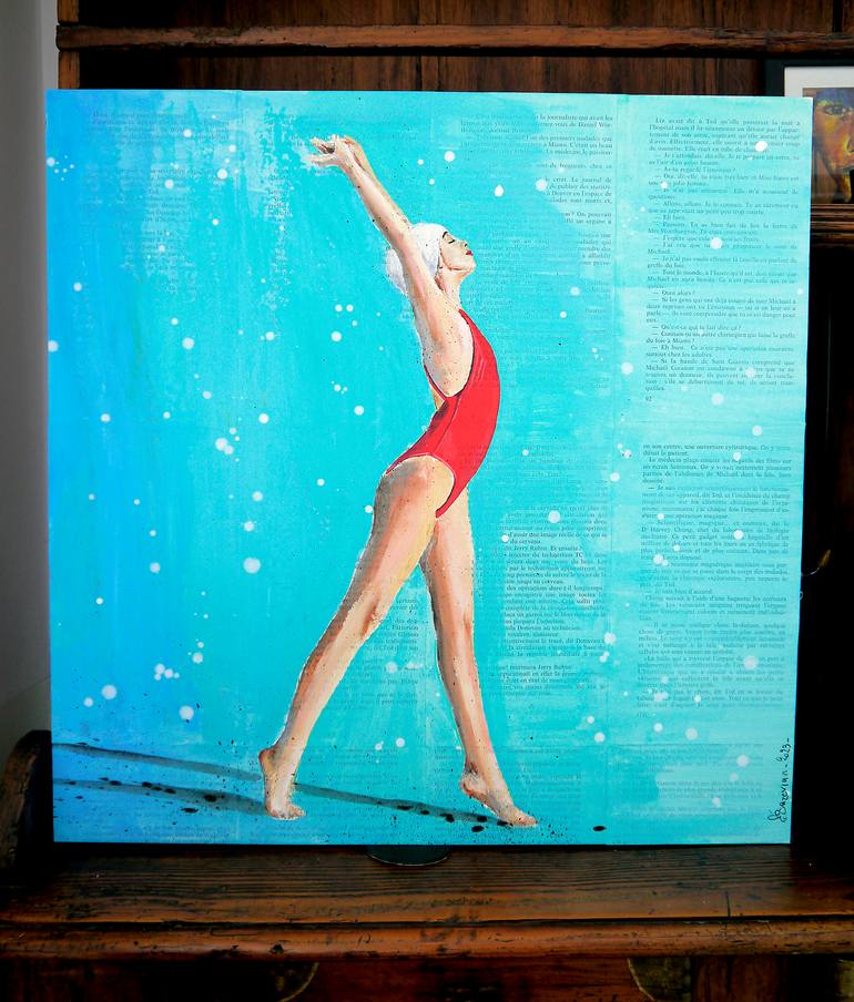 Original Figurative Beach Painting by Bazevian Delacapuciniere