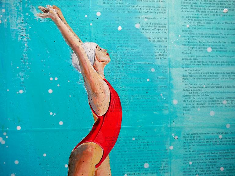 Original Figurative Beach Painting by Bazevian Delacapuciniere