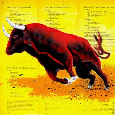 Animal Red Bull  - LA French School Artist - Affordable (Large) thumb