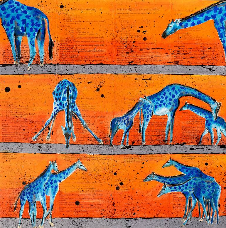 Animal Giraffe walk (Large) Painting by Bazévian DelaCapucinière