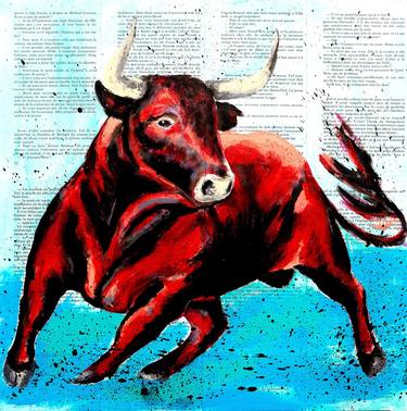 Animal Raging Bull II - LA French School Artist - Affordable thumb
