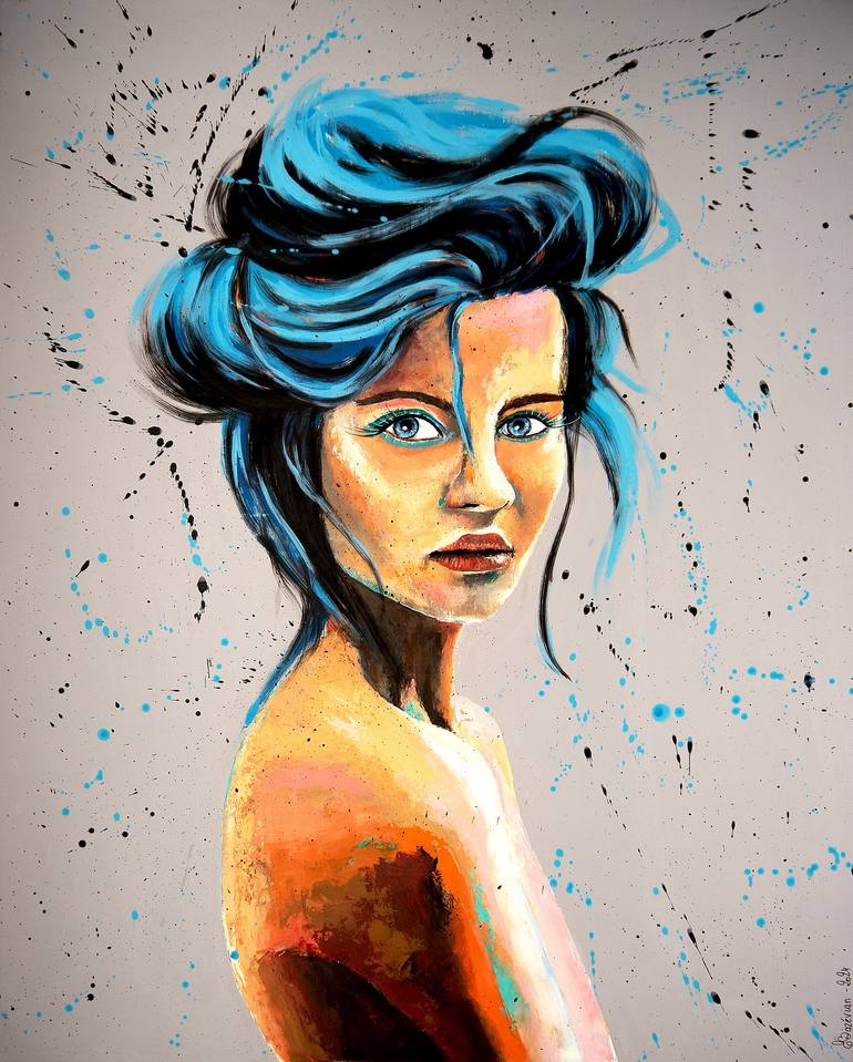 Original Expressionism Portrait Painting by Bazévian DelaCapucinière